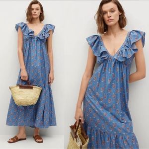 Mango maxi blue floral dress